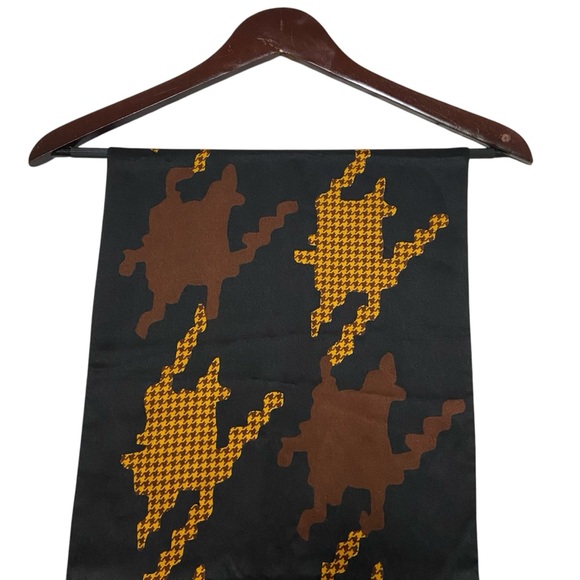 CHRISTIAN DIOR Silk Scarf Printed Pattern Black & Gold Vintage - Picture 11 of 16